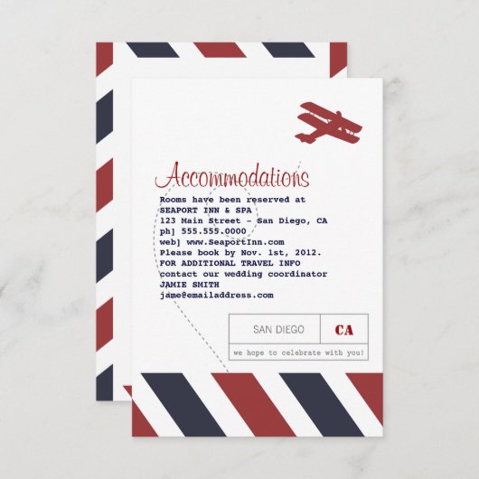 Airmail Travel and Hotel Insert Card Informatiekaartje (Voorkant / Achterkant)