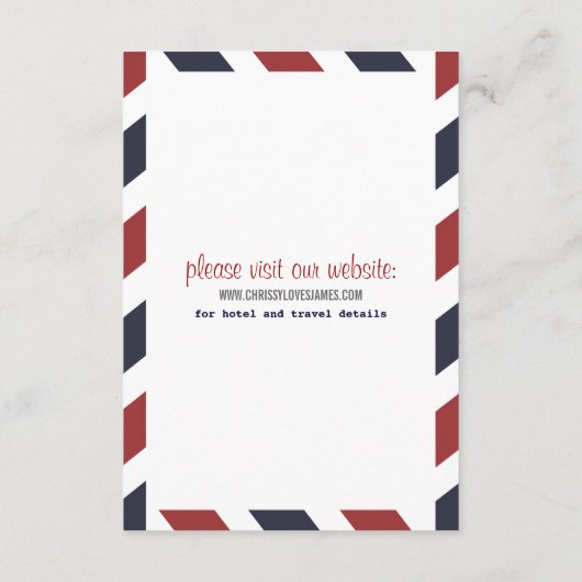 Airmail Travel and Hotel Insert Card Informatiekaartje (Achterkant)