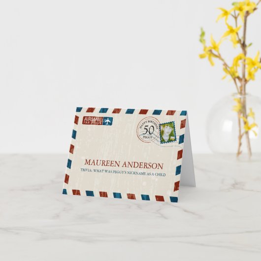  Airmail Verjaardag Plaats kaart (Gele Bloem)