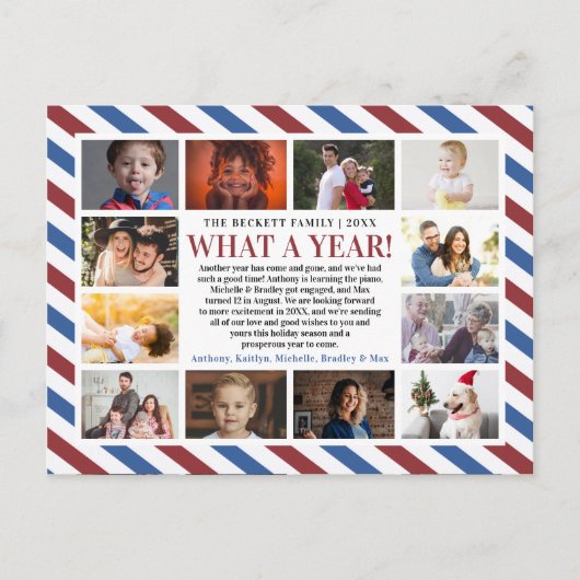 Airmail Wat Een Jaar Overzicht 12 Foto Collage Feestdagenkaart (Voorkant)