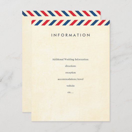 Airmail Wedding Insert Informatiekaartje (Voorkant / Achterkant)
