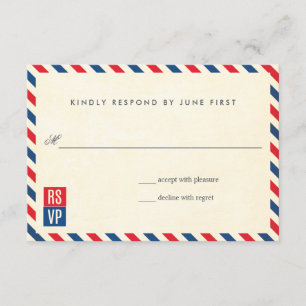 Airmail Wedding Response RSVP Kaartje