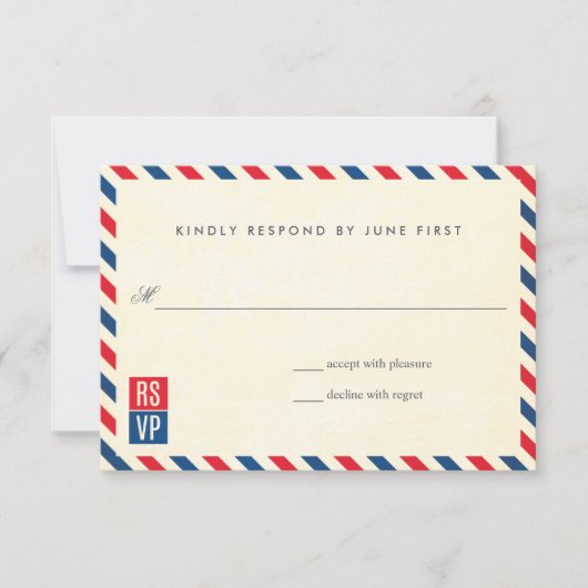 Airmail Wedding Response RSVP Kaartje (Voorkant)