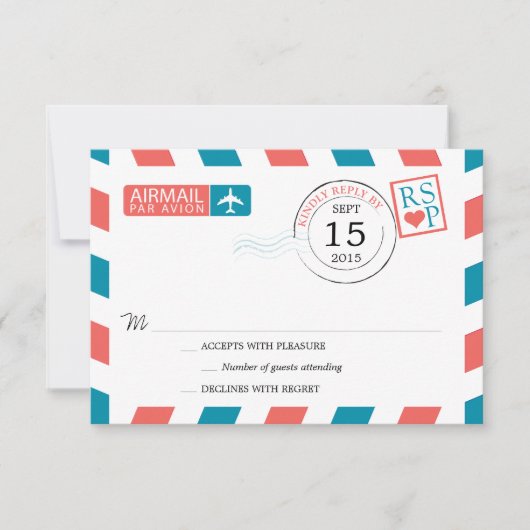 Airmail Wedding RSVP (Voorkant)