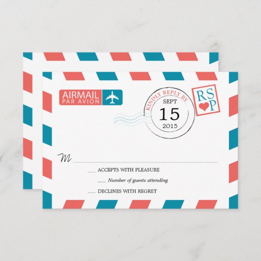 Airmail Wedding RSVP (Voorkant / Achterkant)