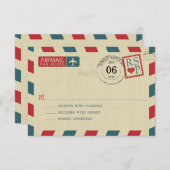  Airmail Wedding RSVP Kaart (Voorkant / Achterkant)