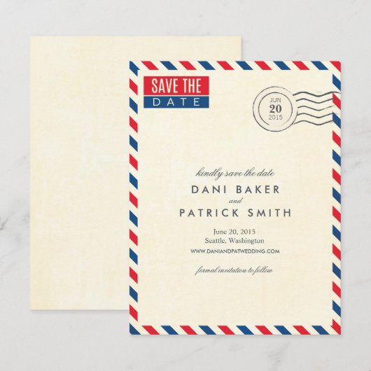 Airmail Wedding Save the Date (Voorkant / Achterkant)