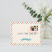  Airmail Wedding sparen de Datum met foto Aankondigingskaart (Staand voorkant)