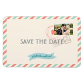  Airmail Wedding sparen de Datum met foto Magneet (Horizontaal)