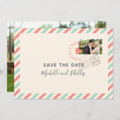  Airmail Wedding sparen de foto van de Datum Save The Date (Voorkant / Achterkant)