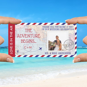 Airmail Wereldkaart Wedding Custom Photo Bedankkaart