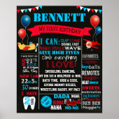 Airplains First Birthday chalkboard sign,16x20 Poster (Voorkant)