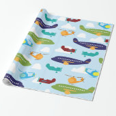 Airplane Aviation Theme Gift Wrap Cadeaupapier (Uitgerold)