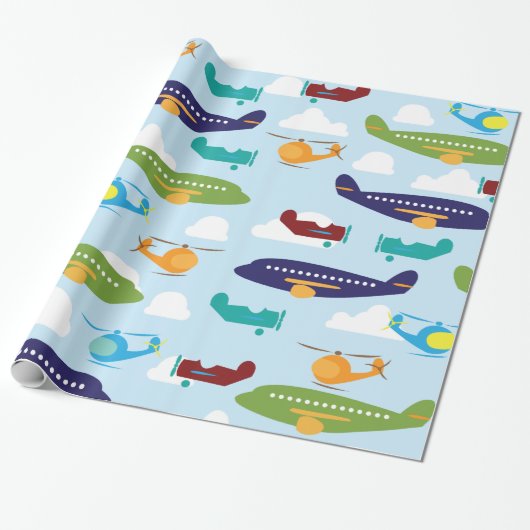 Airplane Aviation Theme Gift Wrap Cadeaupapier (Uitgerold)