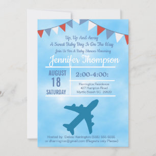 Airplane Baby Boy Shower-uitnodiging Kaart
