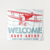 Airplane Baby Shower Welkom Baby Wandkleed (Voorkant (horizontaal))