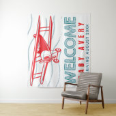 Airplane Baby Shower Welkom Baby Wandkleed (In situ)