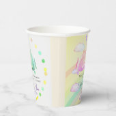AIRPLANE BEAR pastel clouds rainbow editable Papieren Bekers (Rechts)