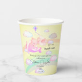 AIRPLANE BEAR pastel clouds rainbow editable Papieren Bekers (Voorkant)