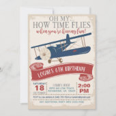 Airplane Birthday Invitation Boy Kaart (Voorkant)