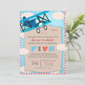 Airplane Birthday Invitation for Pilot Boy Kaart (Staand voorkant)