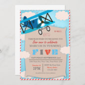 Airplane Birthday Invitation for Pilot Boy Kaart (Voorkant / Achterkant)