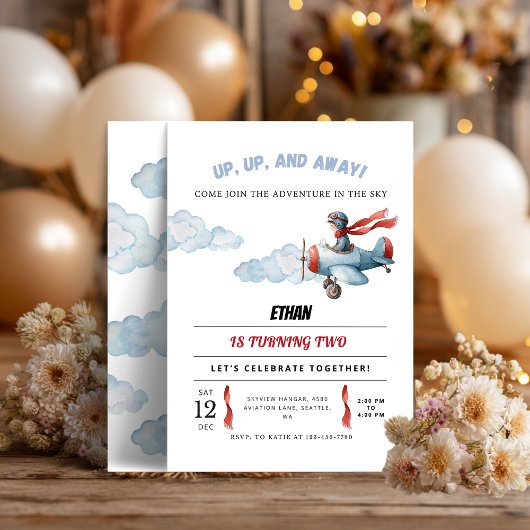 Airplane Birthday Invitation | Up Up and Away