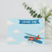 Airplane Birthday Party Dank u wel kaarten (Staand voorkant)