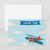 Airplane Birthday Party Dank u wel kaarten (Voorkant / Achterkant)