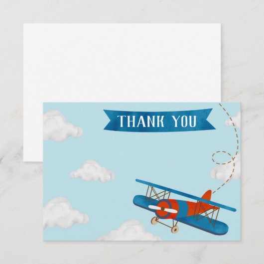Airplane Birthday Party Dank u wel kaarten (Voorkant / Achterkant)