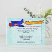 Airplane Birthday Party Personalized Invite Kaart (Staand voorkant)