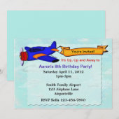 Airplane Birthday Party Personalized Invite Kaart (Voorkant / Achterkant)