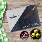 Airplane Blue and White Aviation Personalized Snijplank