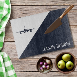 Airplane Blue and White Aviation Personalized  Snijplank
