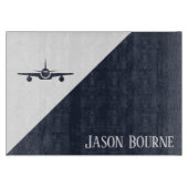 Airplane Blue and White Aviation Personalized  Snijplank (Voorkant)