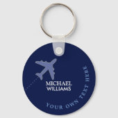 Airplane Blue Sleutelhanger met zijn naam (Voorkant)