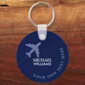 Airplane Blue Sleutelhanger met zijn naam (Voorkant)