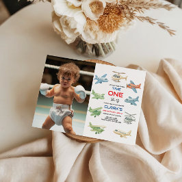 Airplane Boy 1st Birthday | Fun Sky Theme Party Kaart
