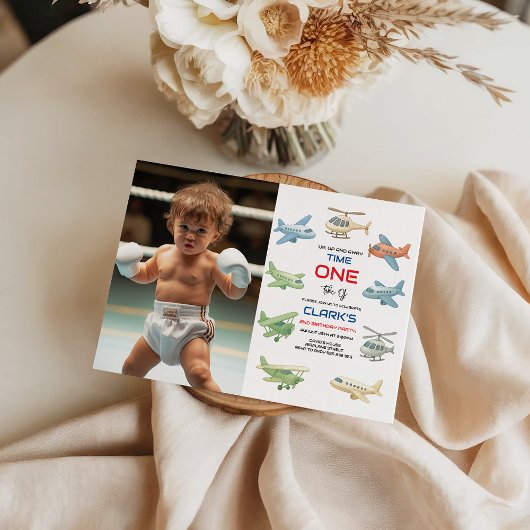 Airplane Boy 1st Birthday | Fun Sky Theme Party Kaart