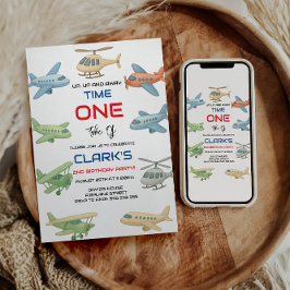 Airplane Boy 1st Birthday | Fun Sky Theme Party Kaart