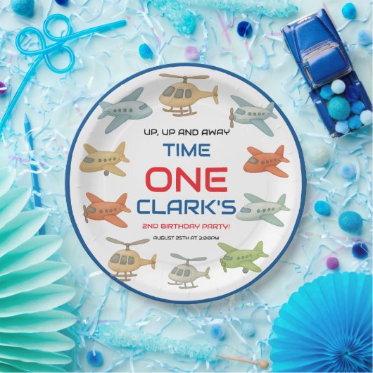 Airplane Boy 1st Birthday | Fun Sky Theme Party Papieren Bordje (Feest)