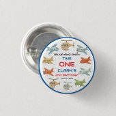 Airplane Boy 1st Birthday | Fun Sky Theme Party Ronde Button 3,2 Cm (Voorkant /achterkant)