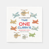 Airplane Boy 1st Birthday | Fun Sky Theme Party Servet (Voorkant)