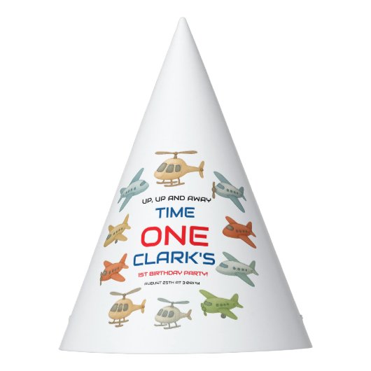 Airplane Boy 1st Birthday Party | Sky Theme  Feesthoedjes (Voorkant)