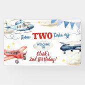 Airplane Boy 2nd Birthday Large Banner (Horizontaal)