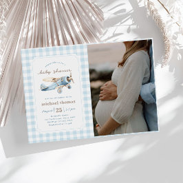  Airplane Boy Baby shower Foto Kaart