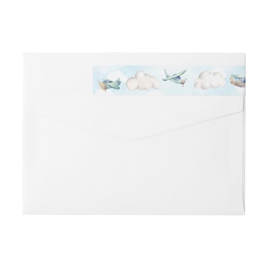 Airplane Boy Baptism Birthday Party Return Address (Achterkant)