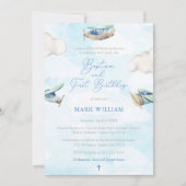 Airplane Boy Baptisme 1st Birthday Party Kaart (Voorkant)