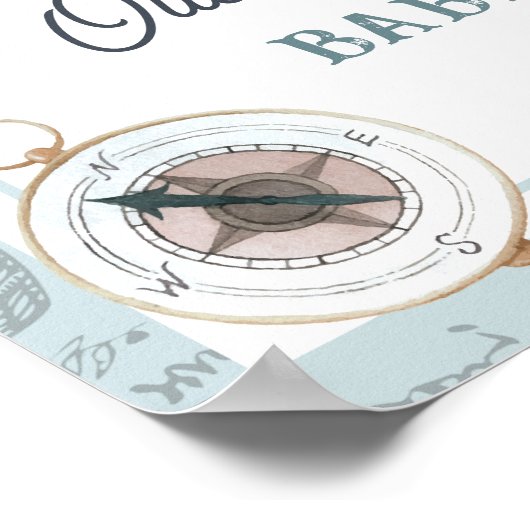  Airplane Boy Travel Baby shower Welkom Poster (Hoek)