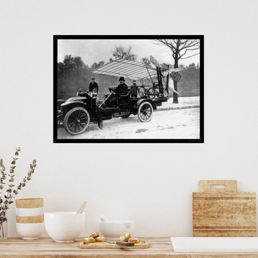 Airplane Car 1909 van Santos Dumont Poster (Keuken)